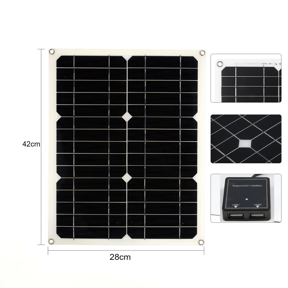180W 12V Protable Solar Panel Kit Dual USB Port Battery Power Bank With 20A Controller Charger Outdoor Camping Yacht Lights | Электроника