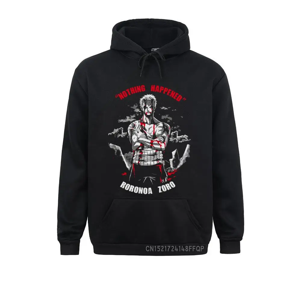 

Men's Pullover Japan Anime Nothing Happened Roronoa Zoro Hoodie Pocket Graphic Sweatshirt Pirate Samurai Gift Clothing