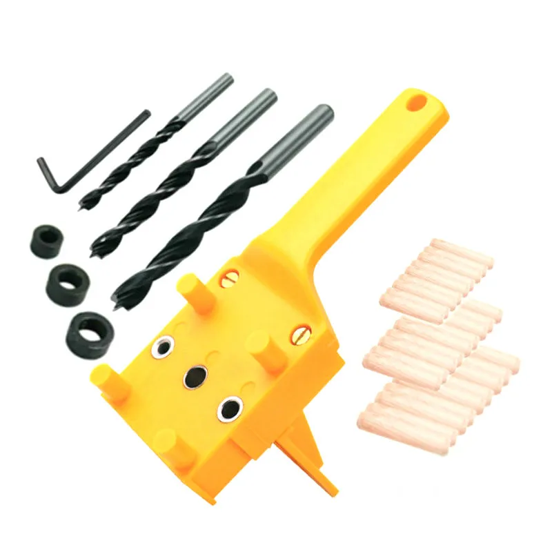

Quick Wood Doweling Jig ABS Plastic Handheld Pocket Hole Jig System 6/8/10mm Drill Bit Hole Puncher For Carpentry Dowel Joints