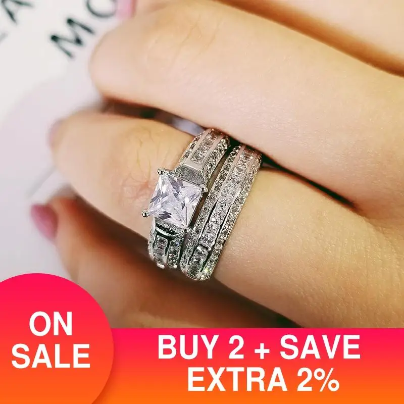 Женский комплект свадебных колец из серебра 925 пробы R5174 | Украшения и аксессуары