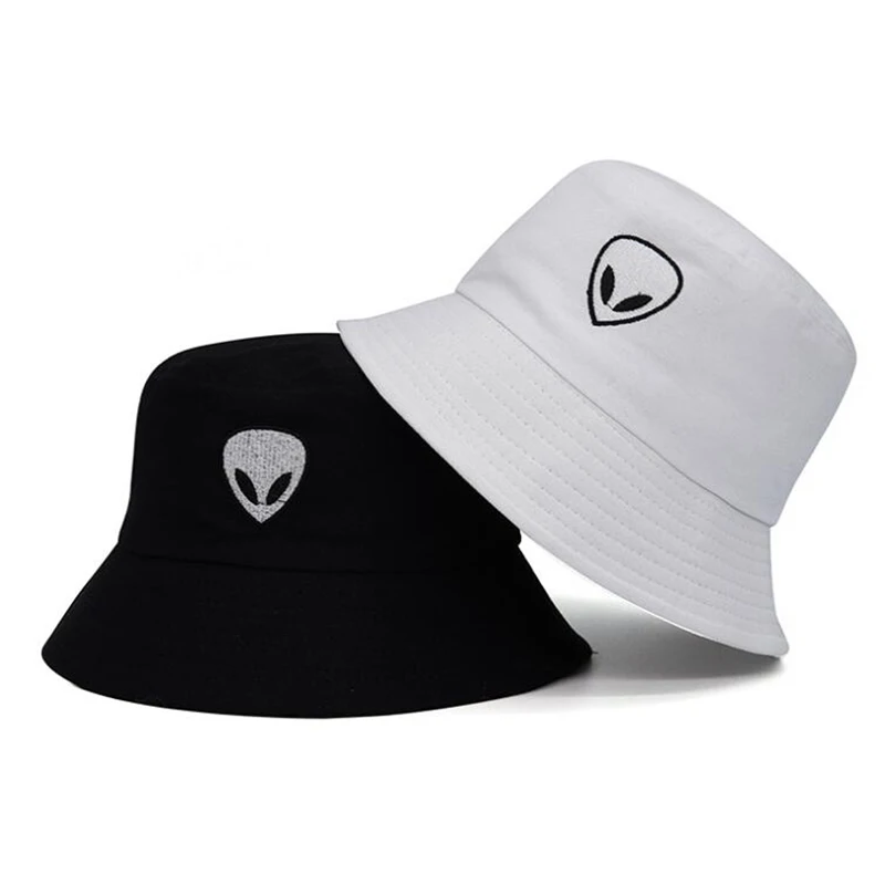 

New Unisex Embroidered Alien Foldable Bucket Hat Beach Sun Hat Street Headwear Fisherman outdoor Cap men and woman Hip Hop Caps