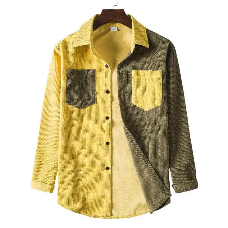 

Big and Tall Size XXXL Autumn Winter Warm Quality Corduroy Shirt Long Sleeved Button Collar Casual Shirts For Men Comfortable
