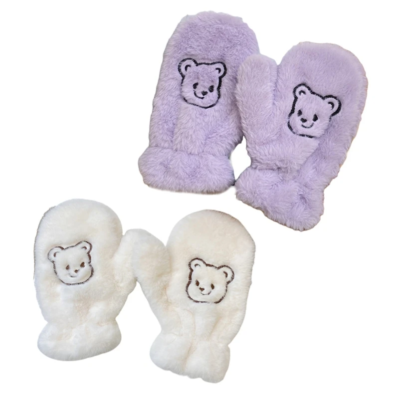 

Winter Plush Bear Gloves Fluffy Animal Gloves Full Finger Mittens Party Supplies Cartoon Thicken Gloves for Outdoor 2021 New