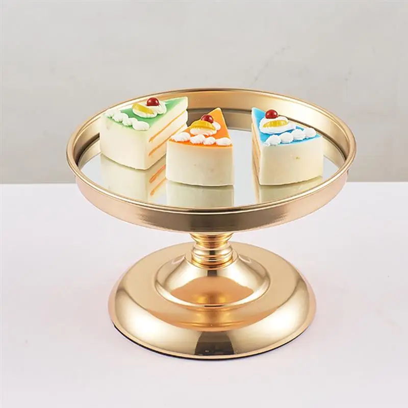 

Cake Stand Creative Mirror Dessert Cupcake Pedestal Display Round Plate Wedding Party Table Decoration Fruits Pastry Holder Rack