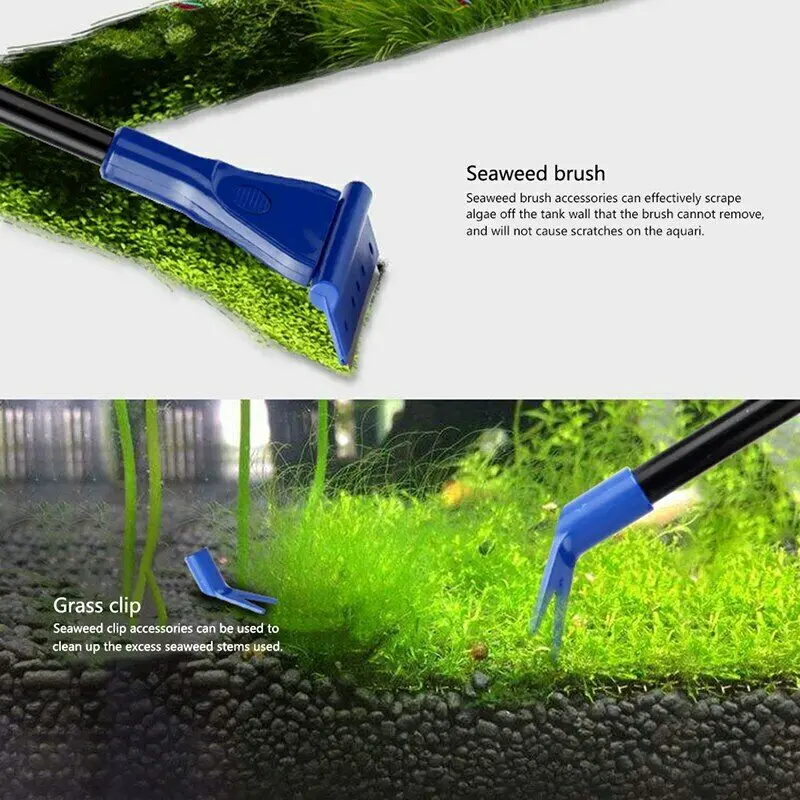 

Aquarium Tank Cleaning Tool Set 6 in1 Telescopic Fish Net Algae Scraper Fork Sponge Brush Glass Fish Tank Cleaner Tools