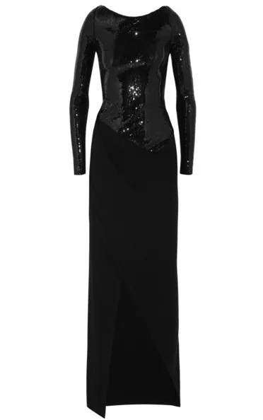 

formal party gown free shipping vestido de festa robe de soiree 2018 new fashion sexy black paillette long sleeve evening dress