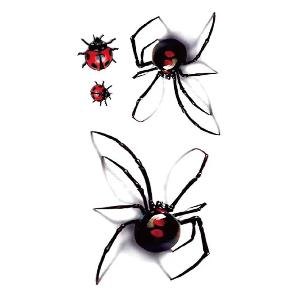 

Pegatinas de tatuaje de Color 3D, calcomanias temporales desechables grande, Transfer encia al agua, arañas e insectos, novedad