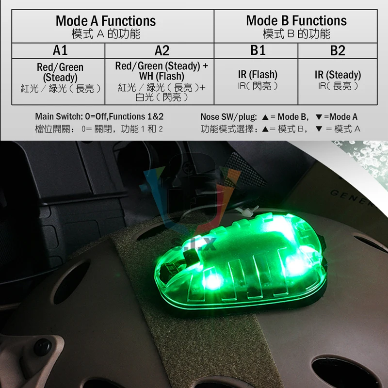 Element Airsoft шлем вспышка светильник Хель звезды 6 Gen II сигнала зеленого и красного
