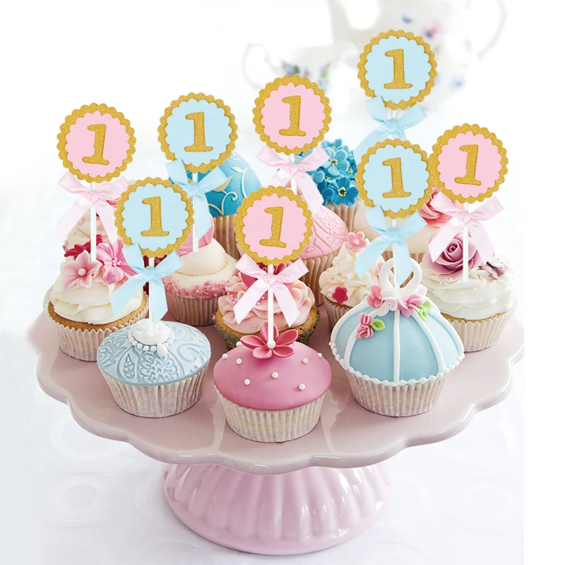 CEVENT 10 шт./лот топпер для торта 1 год первого дня рождения детей вечеринки круглый