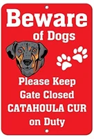 crysss catahoula cur dog beware of fun novelty 12 x 8 inches metal sign