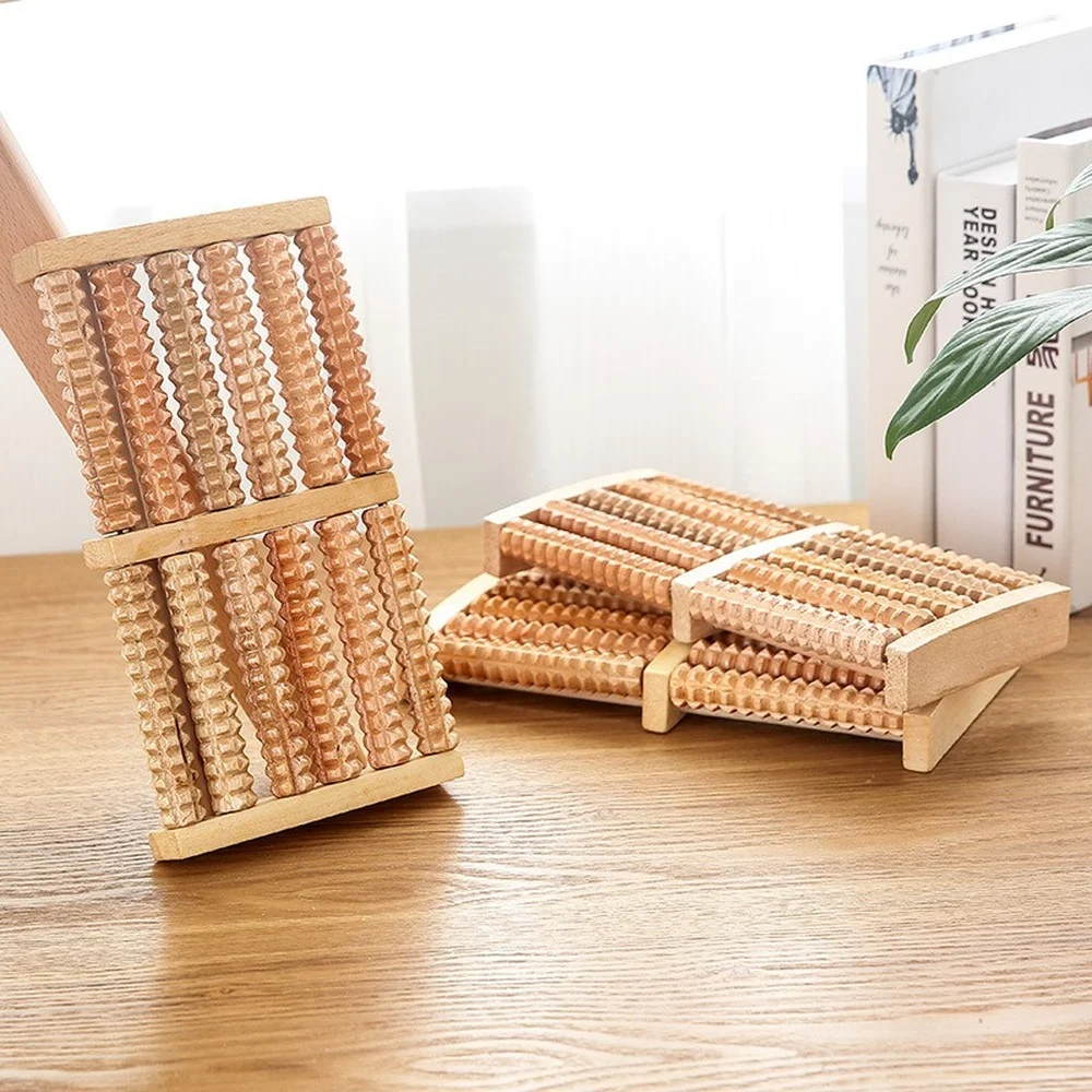 3/5 необработанные деревянные ноги Ролик древесины уход за рефлекторный массаж