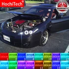 Фара Мульти-Цвет RGB светодиодный Ангельские глазки гало кольца дневные ходовые огни РФ Пульт дистанционного управления Управление для Hyundai Tiburon 2007 2008 GK FL2 аксессуары