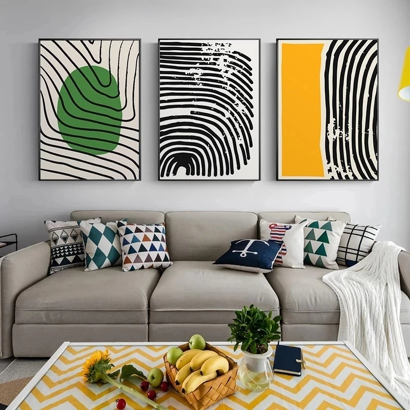 

Modern Colorful Abstract Line Geometric Canvas Painting Wall Art Picture Poster Print for Living Room Home Decor No Framework