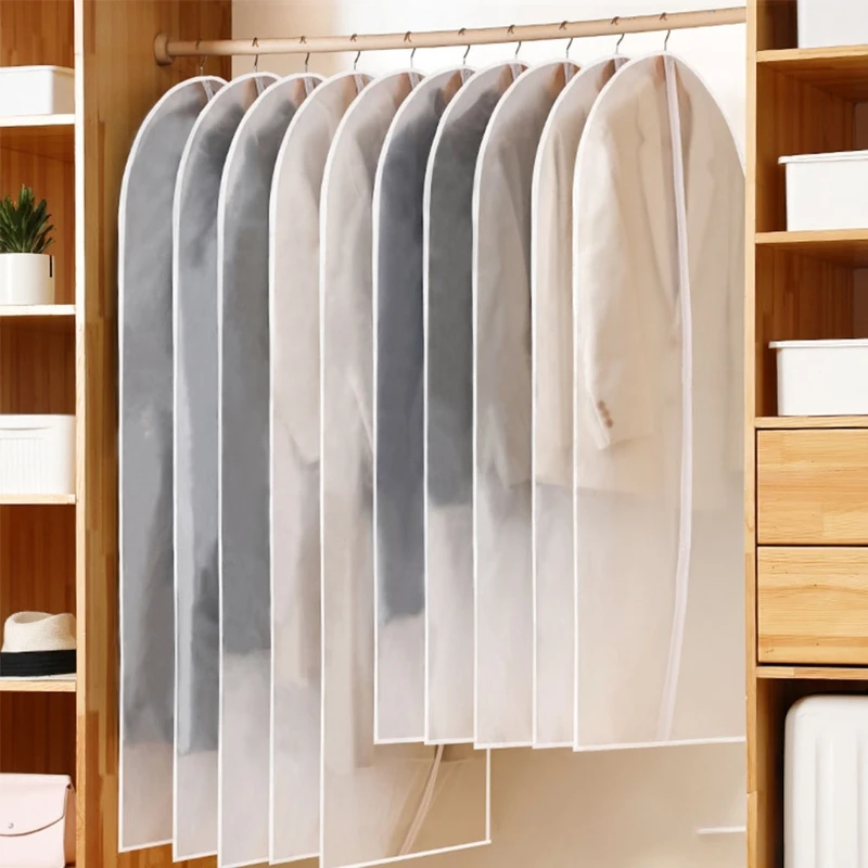 

12pcs Hanging Garment Bags Lightweight Clear Clothes Cover Full Zipper Suit Bag for Closet Storage H051
