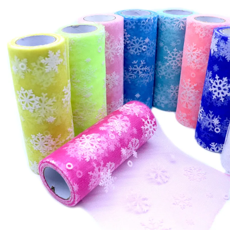 Тюлевая юбка пачка из органзы с принтом снежинки 10 ярдов в рулоне 15 см вечерние