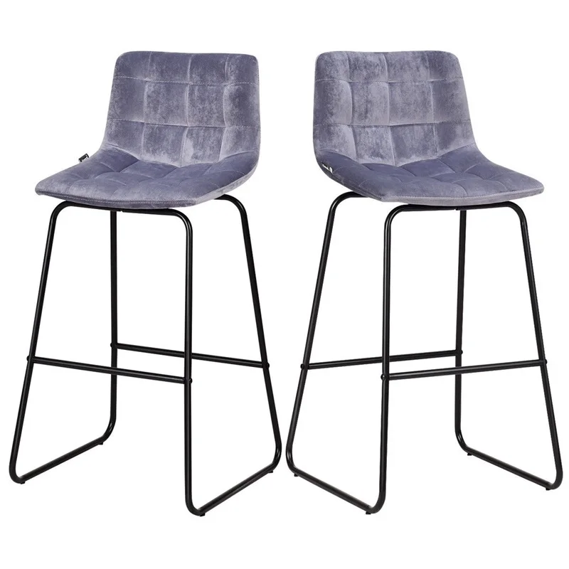 Набор из 2 бархатных барных стульев для паба кухонные железные стулья высокий