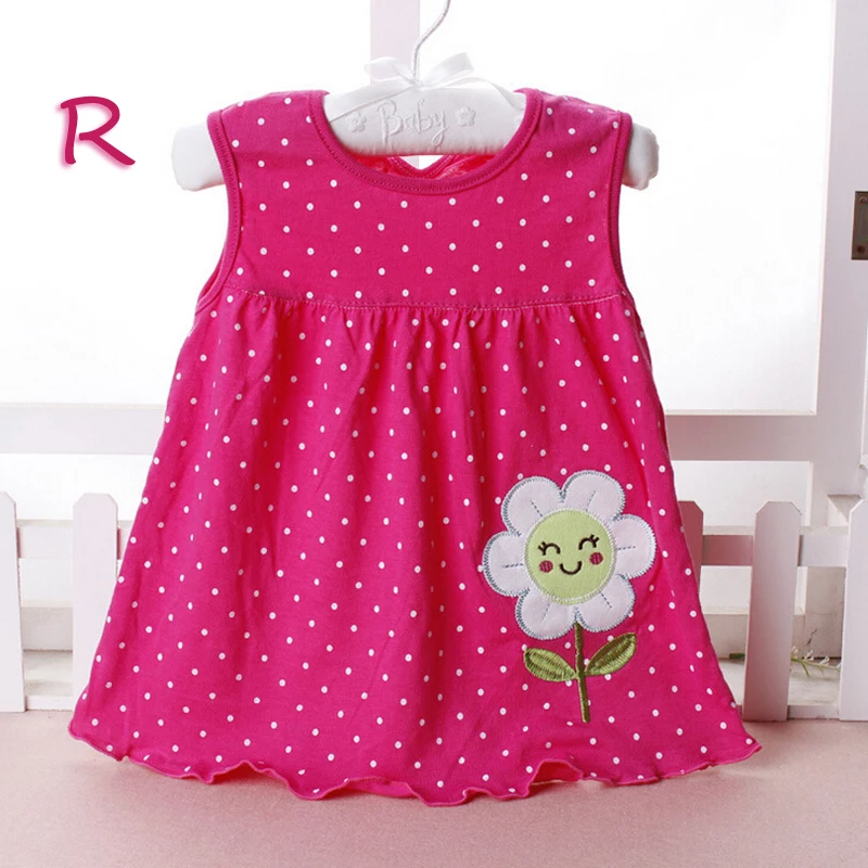 Г. Милое платье для маленьких девочек, Vestido infantil хлопковые платья трапециевидной формы без рукавов Повседневная одежда мини-принцессы от 0 до 24 месяцев - Color: R