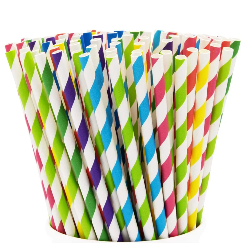25 шт. одноразовые Бумага соломинки креативный смешанный питьевой соломы День