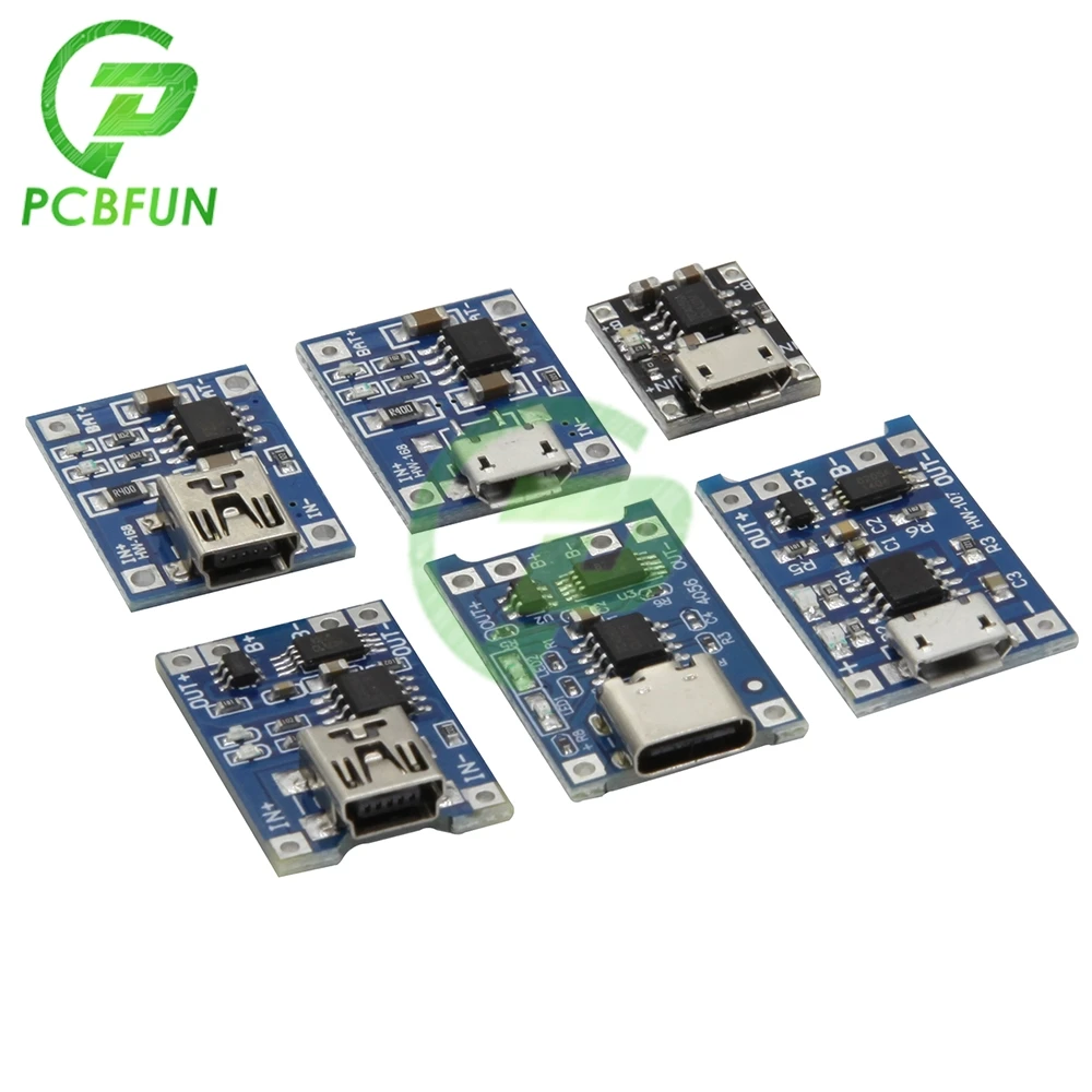 Зарядная плата TP4056 18650 TC4056A модуль зарядного устройства 5В 1A с Micro USB типа c для