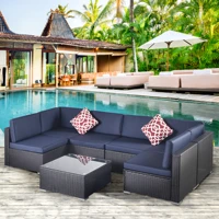 garden sectional sofa sets 7 piece rattan garden patio furniture cushioned sofa sets with 2 pillows and coffee table furniture