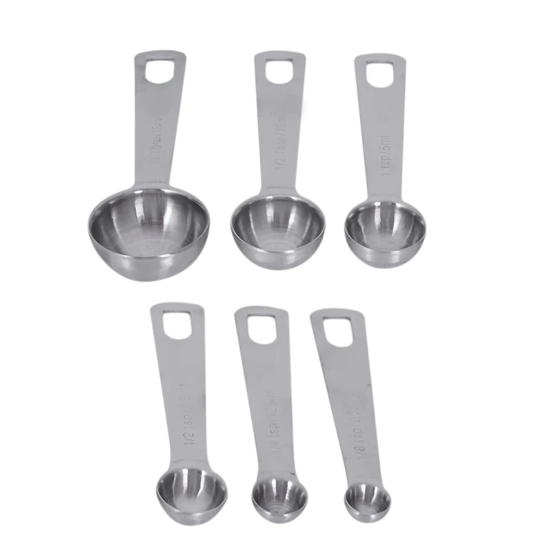 Измерительный нержавеющая сталь для ложек мерные ложки набор из 6 Чайная ложка