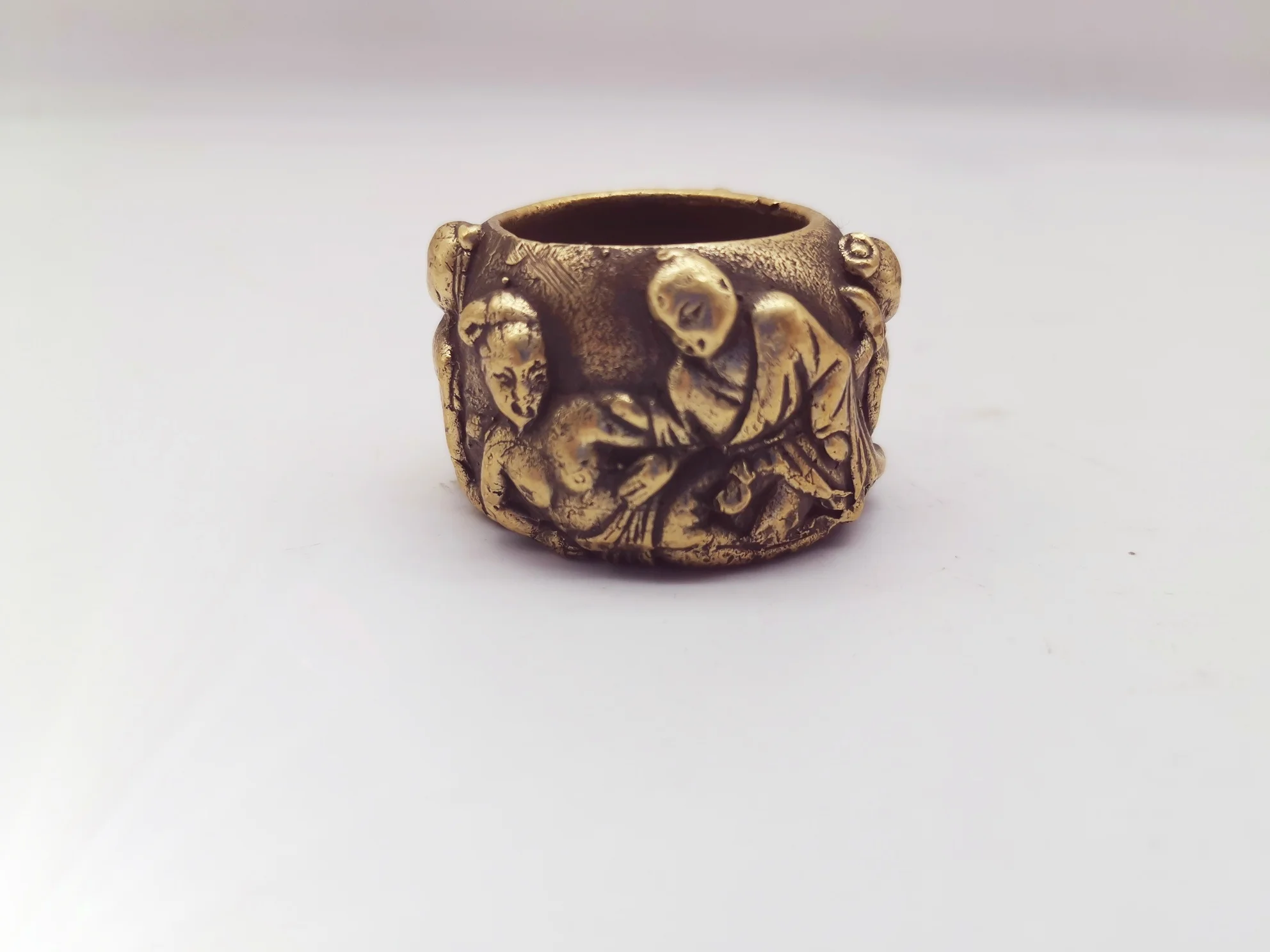 China's Archaize Pure Brass Fortune Naked Statue Ring Collection
