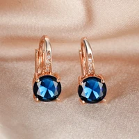 charm multicolor round zircon birthstone hoop earrings rose gold sparkling crystal wedding earrings women banquet jewelry gift