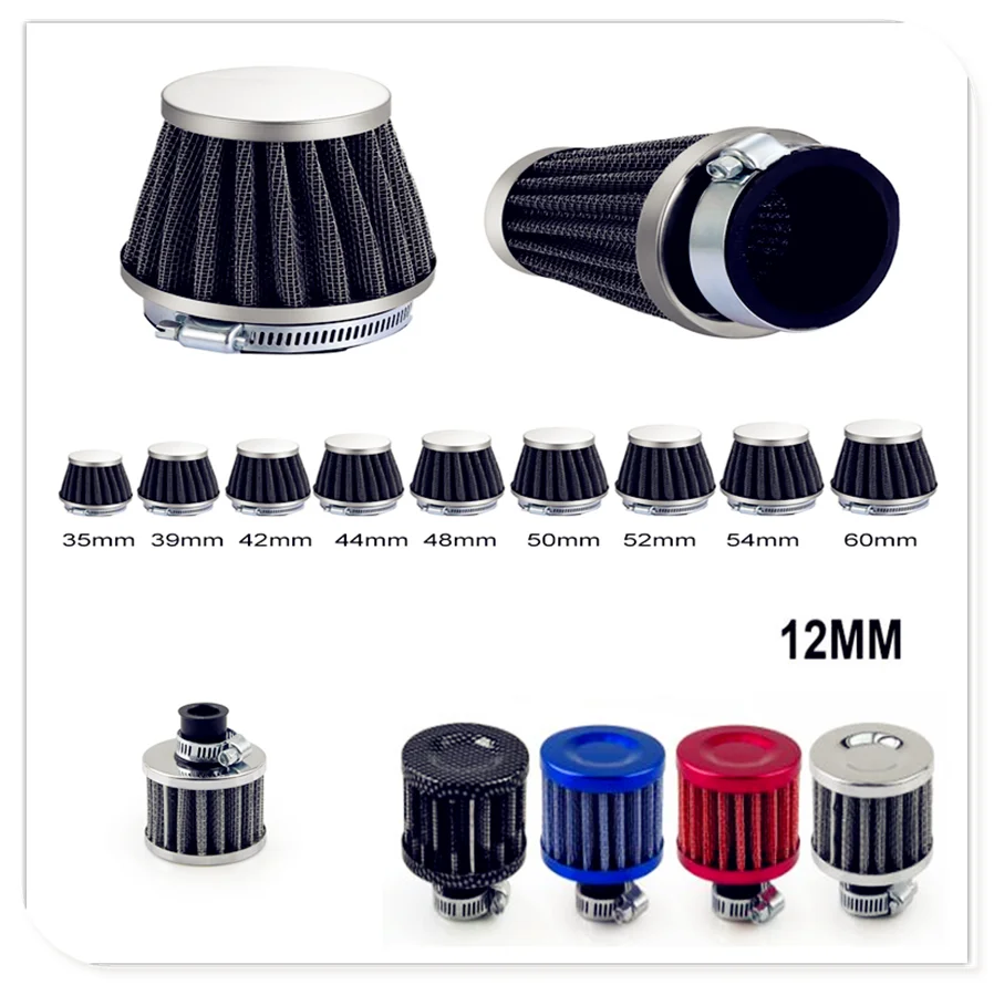 38 мм-52 мм 12 мотоциклетные воздушные головка очиститель Фильтры Фильтр-грибок для