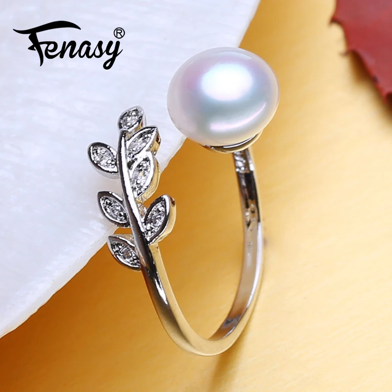 FENASY кольца с натуральным пресноводным жемчугом новые модные вечерние цирконием