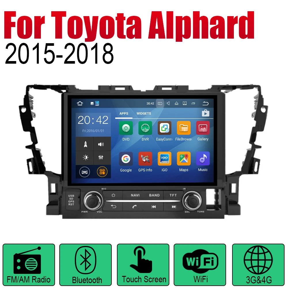 Автомагнитола на Android с GPS-навигацией для Toyota Alphard 2015 2016 2017 2018 Bluetooth Wi-Fi 2din стерео
