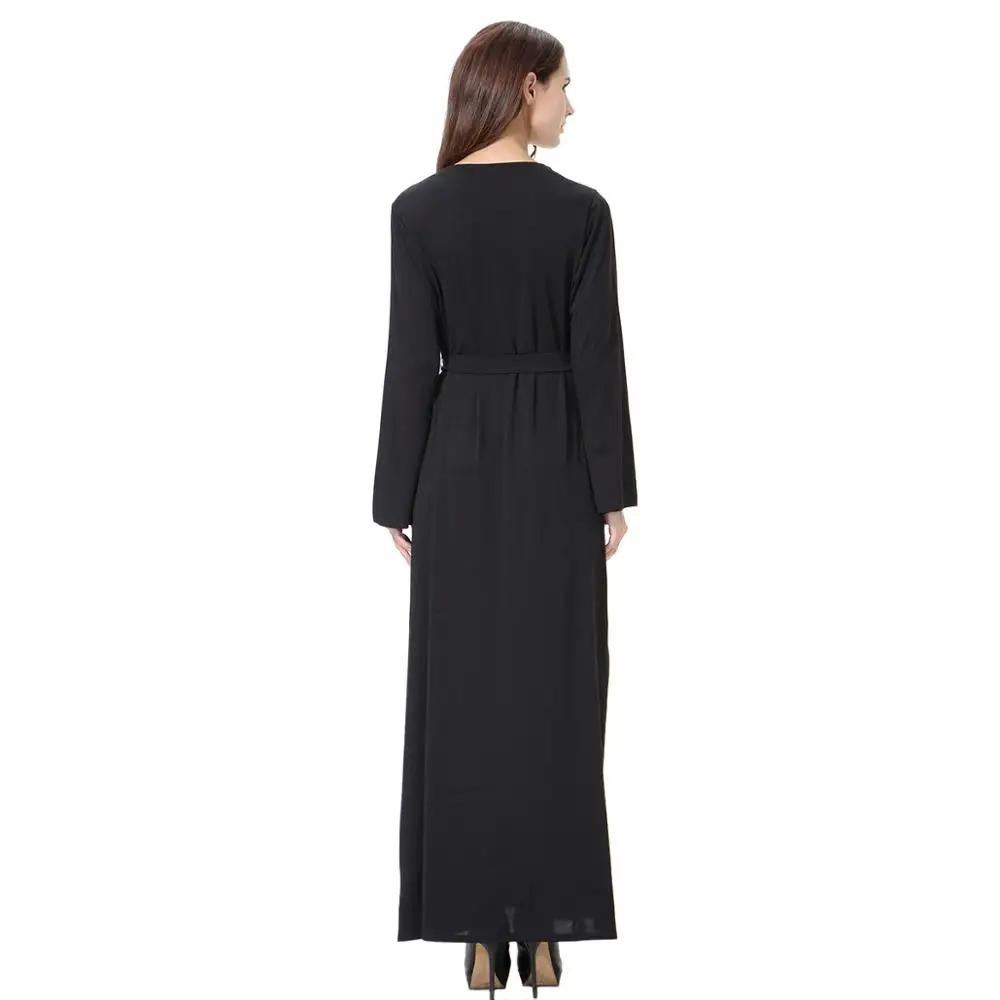 

Dubai Arab Muslim Prayer Abaya Dress Women Black Button Big Swing A-line Maxi Dresses Moroccan Kaftan Islamic Party Vestidos