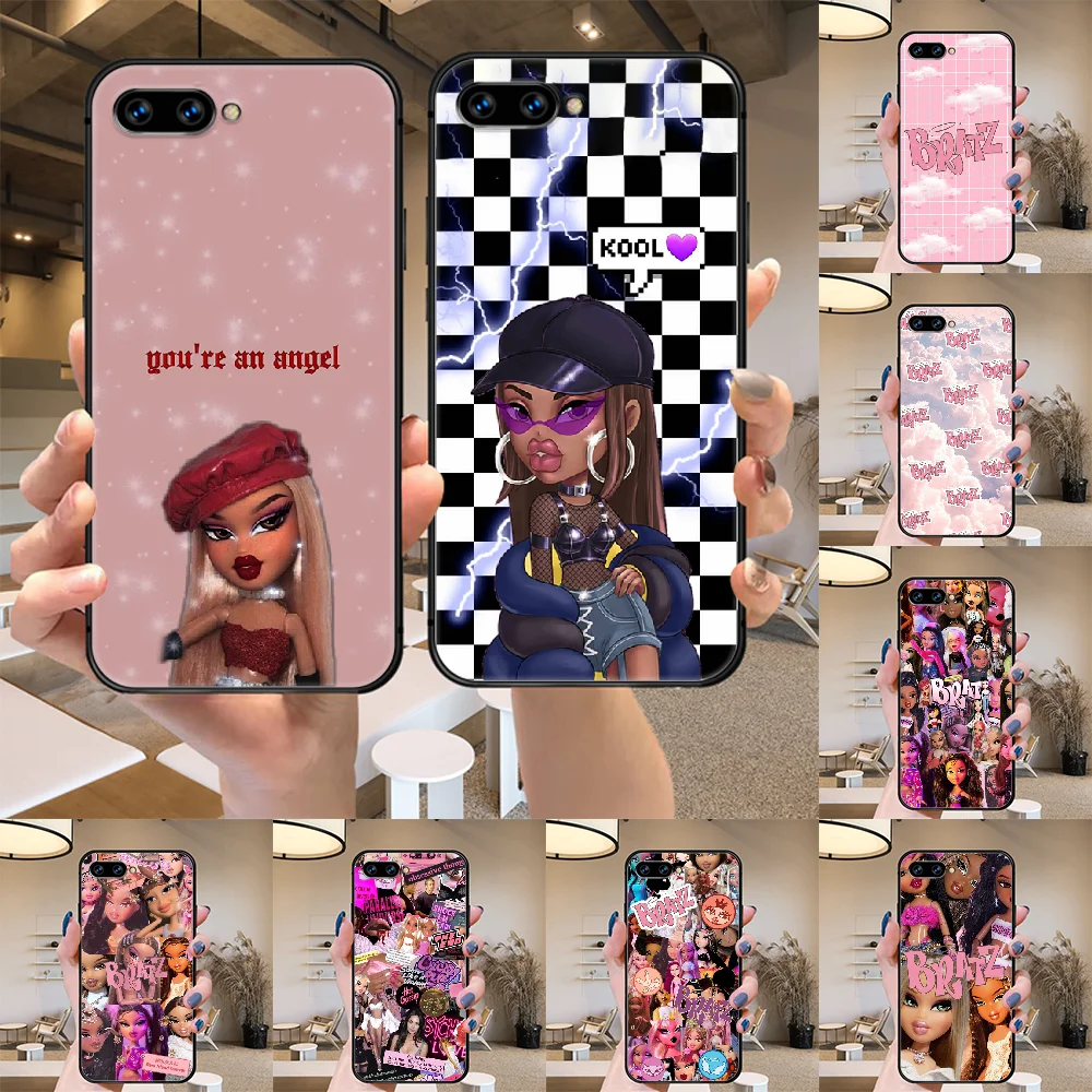 

Cute Bratz Doll Phone case For Huawei Honor 6 7 8 9 10 10i 20 A C X Lite Pro Play black luxury shell silicone cell cover fashion