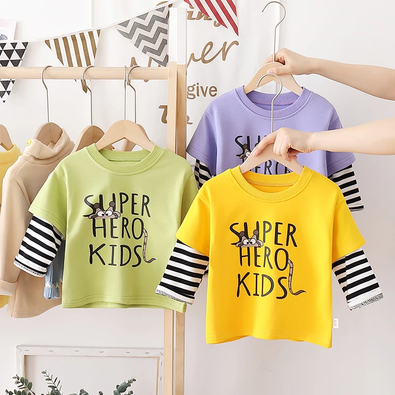 

New Fashion Spring Autumn Baby Boys Girls Clothes Children Cotton Cartoon T Shirt Toddler Casual Costume Infant Kids Tracksuits