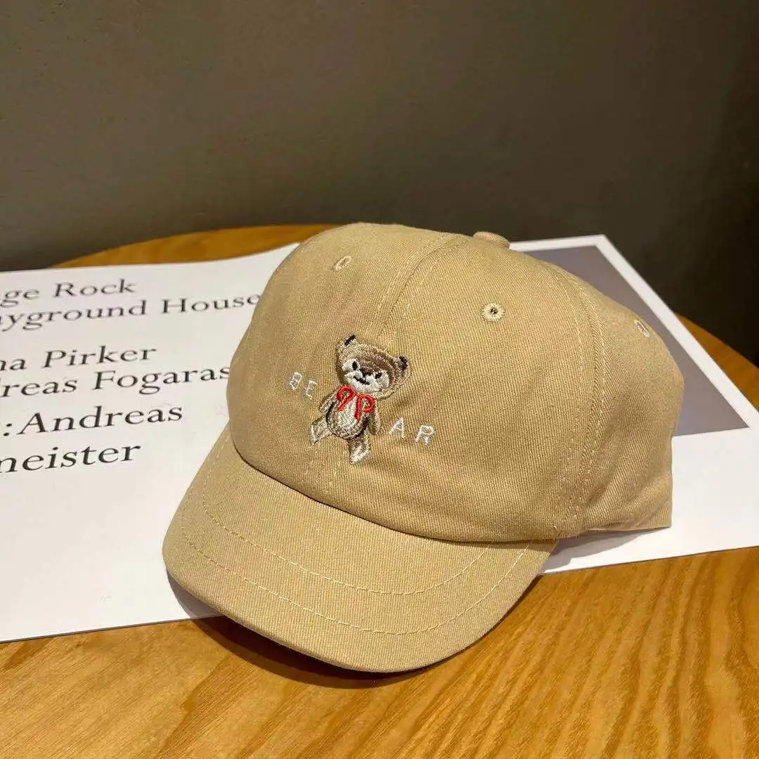 

Short Hat Eaves Hat Female Japanese Summer Duck Tongue Hat Korean Version Embroidered Bear Cartoon Baseball Cap Couple