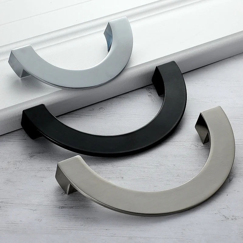 Черная полукруглая ручка современный минималистичный ящик для шкафа дверный