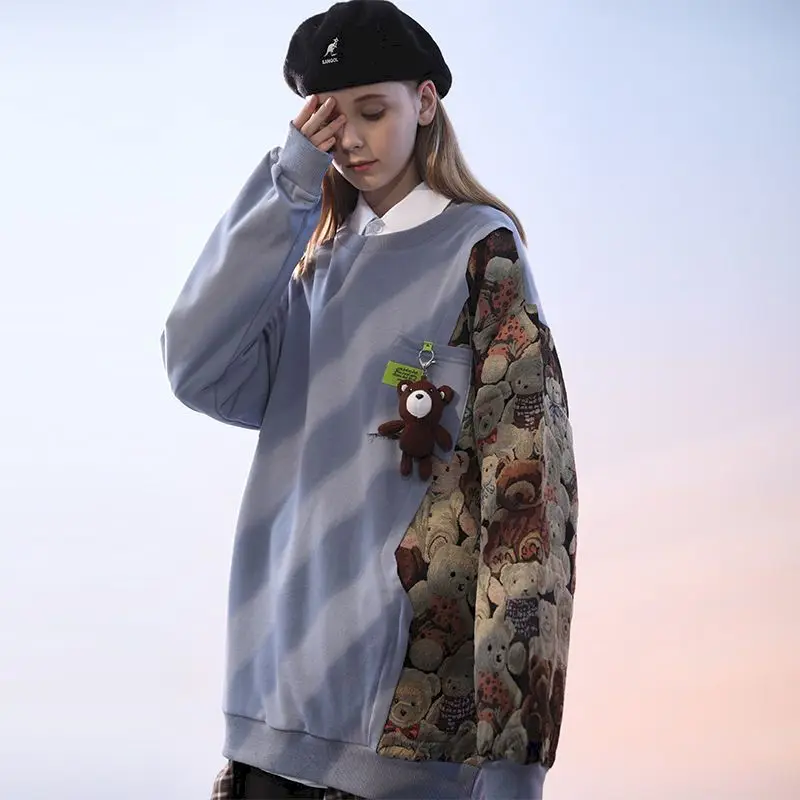 

Sweatshirts Men And Women Fall Loose Small Fresh College Wind Sweatshirt Round Neck Lazy Wind Pocket Lovers Sweatshirt Full