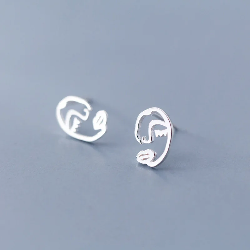 Trusta 100% Solid 925 Sterling Silver Small Cool Face Stud Earrings For Girl Women Fine Jewelry Wholesale lots DS1465 | Украшения и