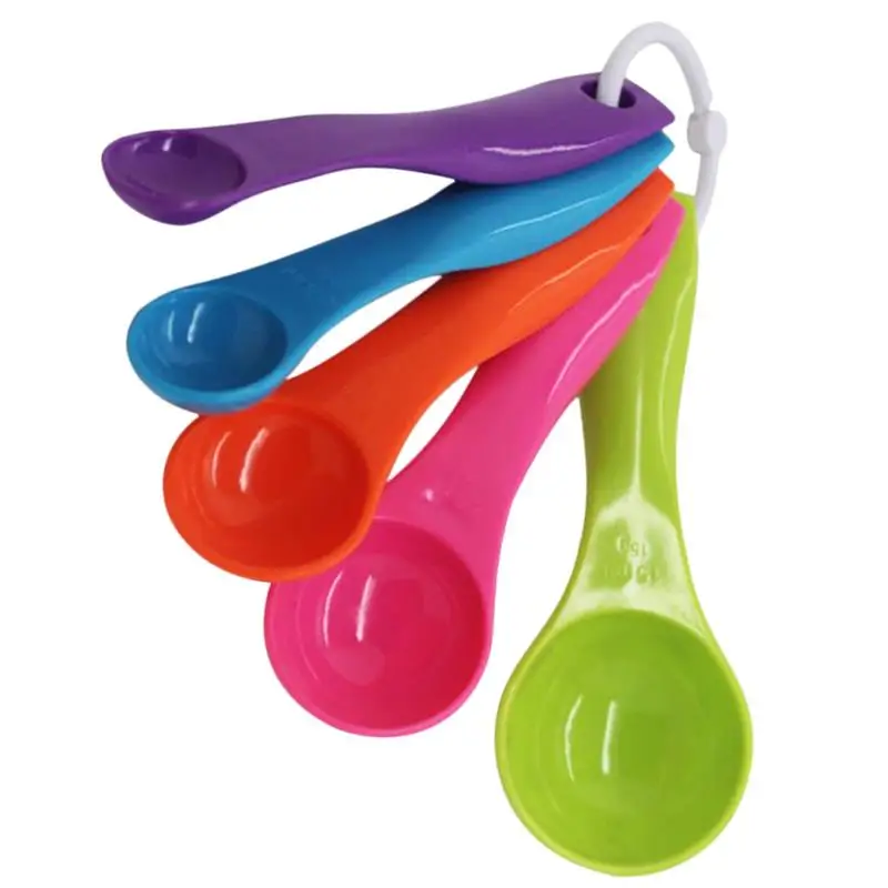 

5pcs/Set Measuring Spoons Plastic Teaspoon 1.25 / 2.5 / 5 / 7.5/ 15ml Measure Spoon Cups Gram Scoop Ladle Kitchen Accessory