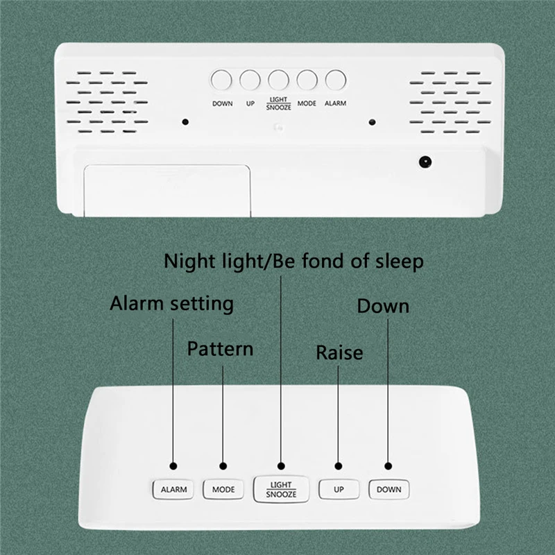 

LED Mirror Screen Alarm Clock Creative Digital Clock Voice Control Snooze Time Date Temperature Display Rectangle/Round Style