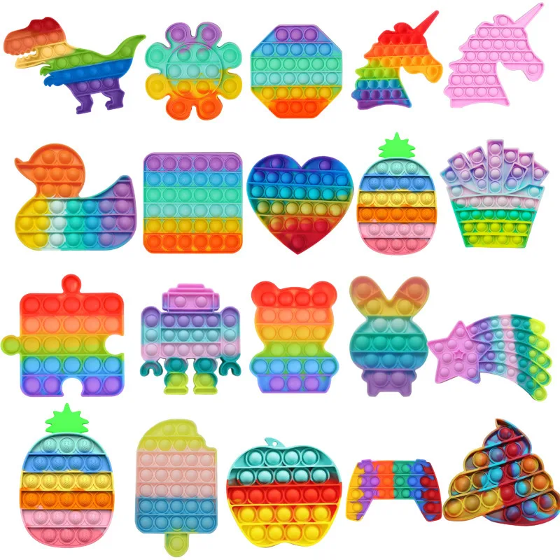 

Rainbow Bubble Pops Fidget Kids Toy Sensory Autisim Special Need Its Anti-stress Stress Relief Squishy Fidget Toy Random Color