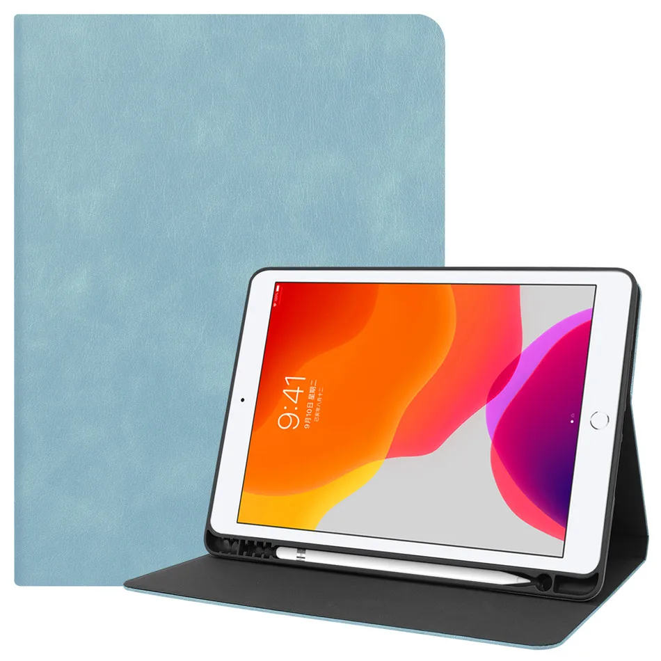 Для iPad 10,2 чехол A2198 A2200 A2232 с карандашом Держатель подставка воловья кожа чехол для iPad 10,2 ''7th чехол Авто Режим сна/пробуждения