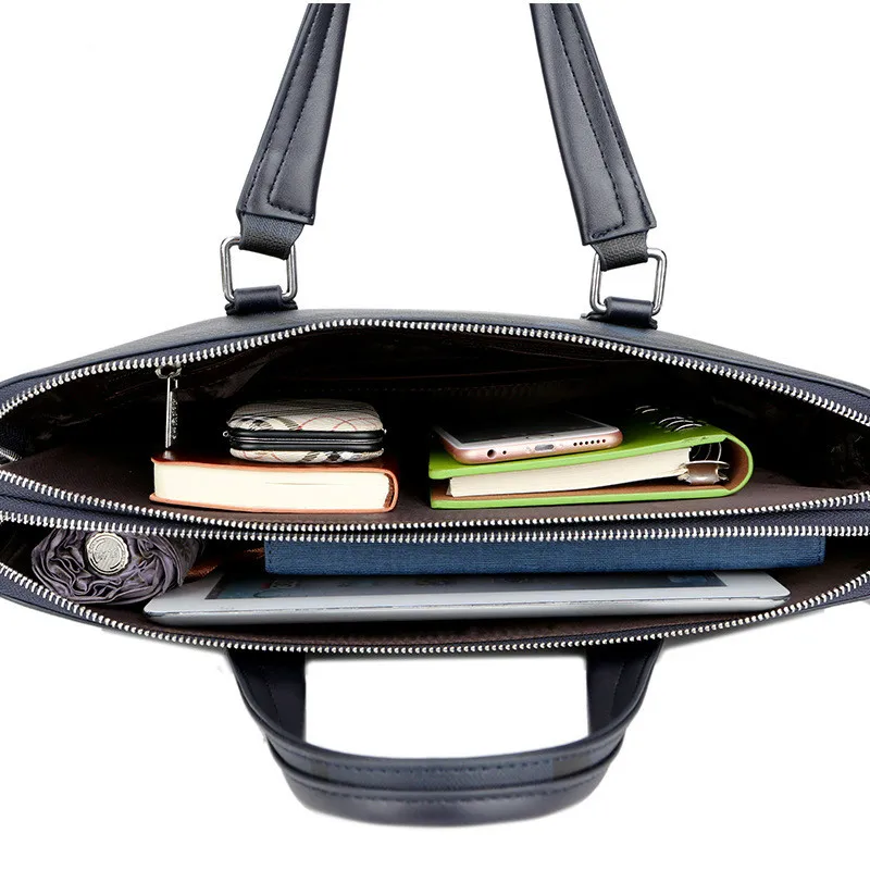 

MOTAORA Men's Shoulder Bag Leather Laptop Bags For 14 Inch Macbook 2021 New Business Office Handbag Male Plaid Pattern Briefcase