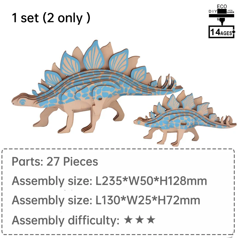 

Dinosaur model Stegosaurus educational toys Dinosaur 3D model wood toys for children Dinosaur 3D puzzle gifts for teen diy toys