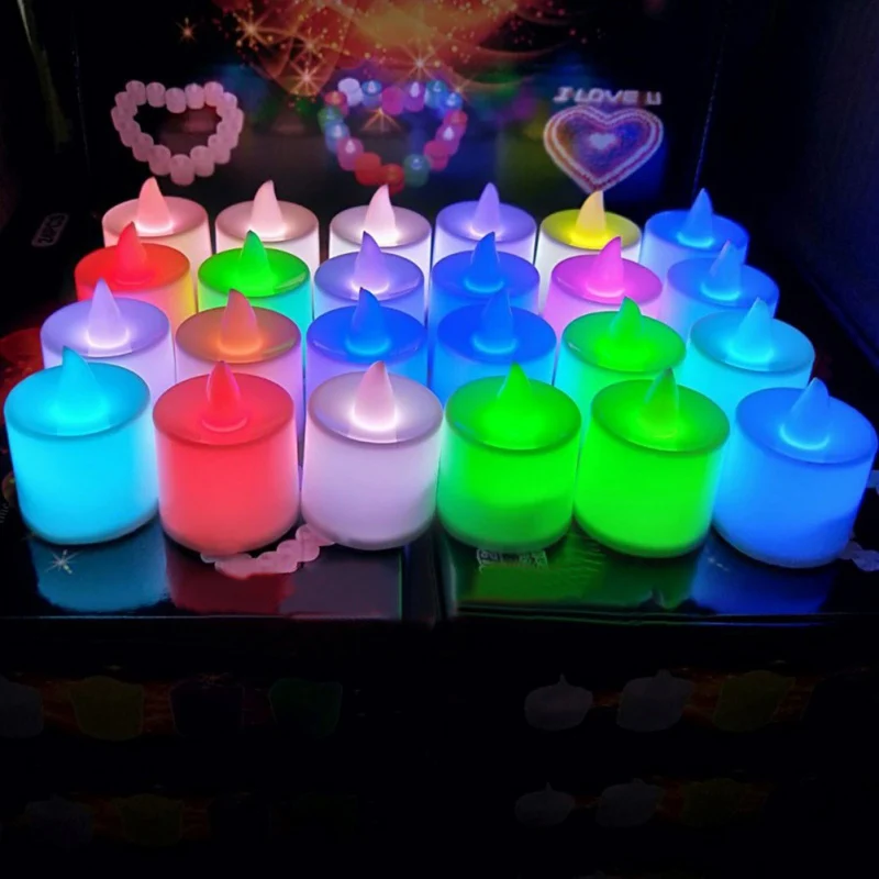 Белые цветные свечи (быстрая/медленная вспышка) электронные Свадебные на день