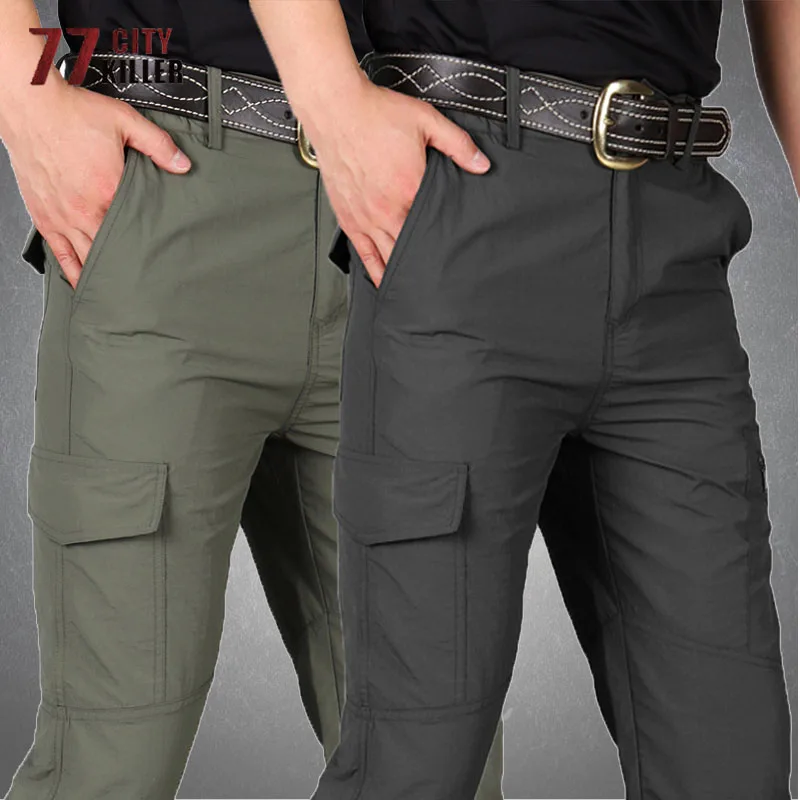 

Cargo Pants Men Summer Quick Dry Multi-Pockets Tactical Trousers Male Outdoor Sports Hiking Climbing Loose Military Mens Pants