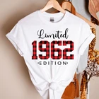 Винтажная рубашка в клетку 1962, рубашка с леопардовым принтом 1962, женская рубашка ограниченного выпуска, футболки в подарок на 59th день рождения, Летняя женская одежда