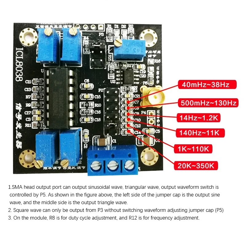 ICL8038 Signal Generator Module Low Frequency Source/Sine Wave/Triple-Cornered Wave/Waveform | Инструменты