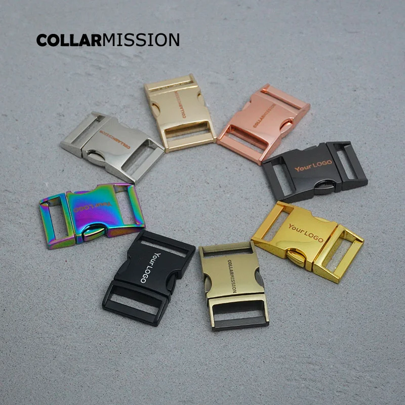 

10pcs/lot Engraved side release metal buckle high quality kirsite DIY dog collars parts retailing 25mm buckle 8 colors
