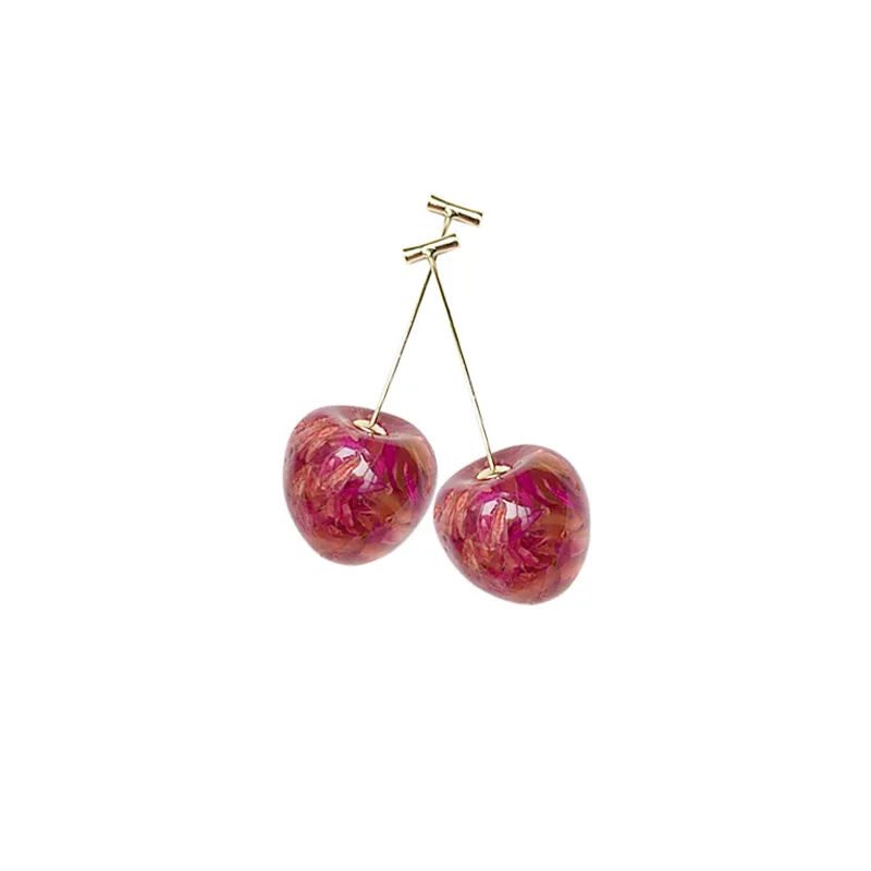 

Contracted Sweet Cherry Modelling Long Earrings New Arrival Dominated Acrylic Fashion Geometric Fine Drop Earrings For Women
