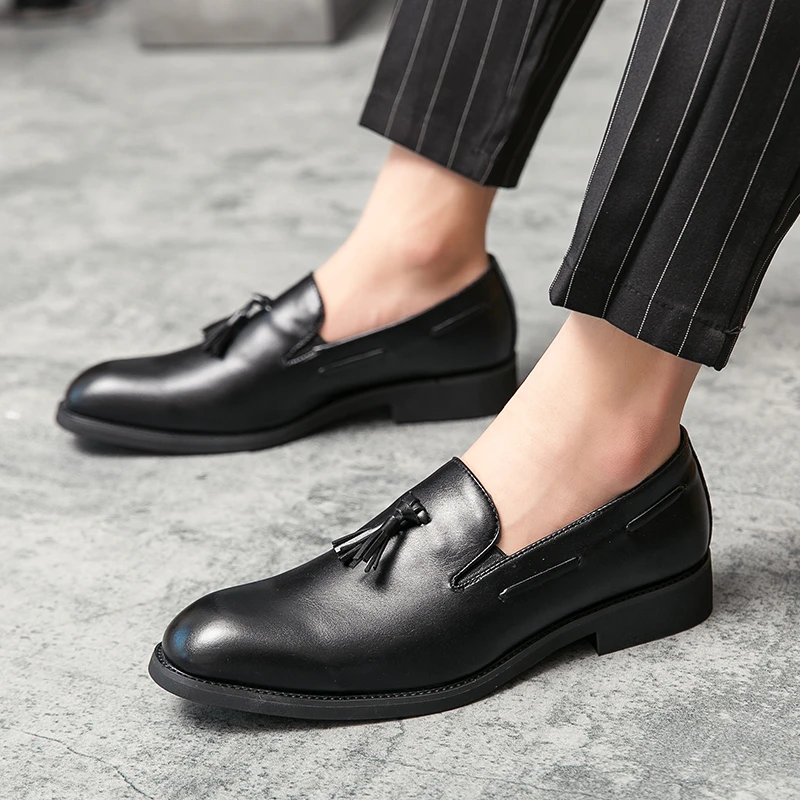men Dress Shoes tassel Leather Luxury Fashion Groom Wedding Men slip on italian style big size 48 | Обувь